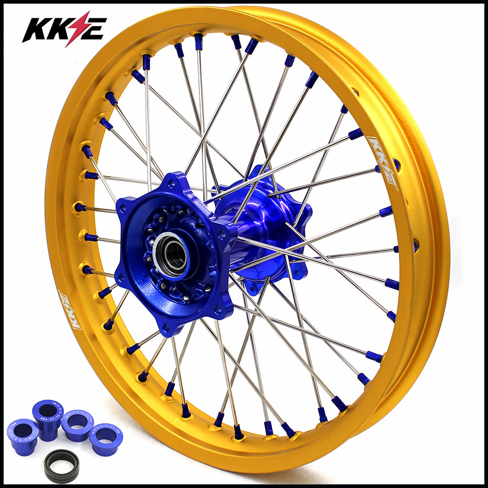 KKE 2.15*19 Casting Rear Wheel for Yamaha YZ125 YZ250 1999-2020 YZ250F  2001-2020 YZ450F 2003 Blue Hub Gold Rim