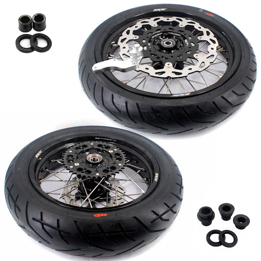 KKE CUSH DRIVE 3.5-4.25*17" Supermoto Wheels Kit For SUZUKI DRZ400 DRZ400E DRZ400S CST Tires