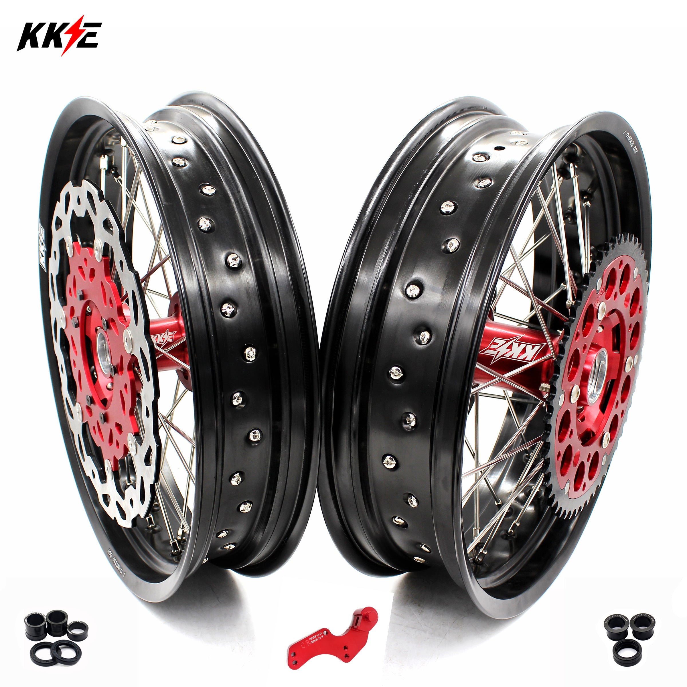 KKE 3.5*16.5 & 5.0*17 Supermoto Wheels Set for Honda CRF250R 2014-2024  CRF450R 2013-2024