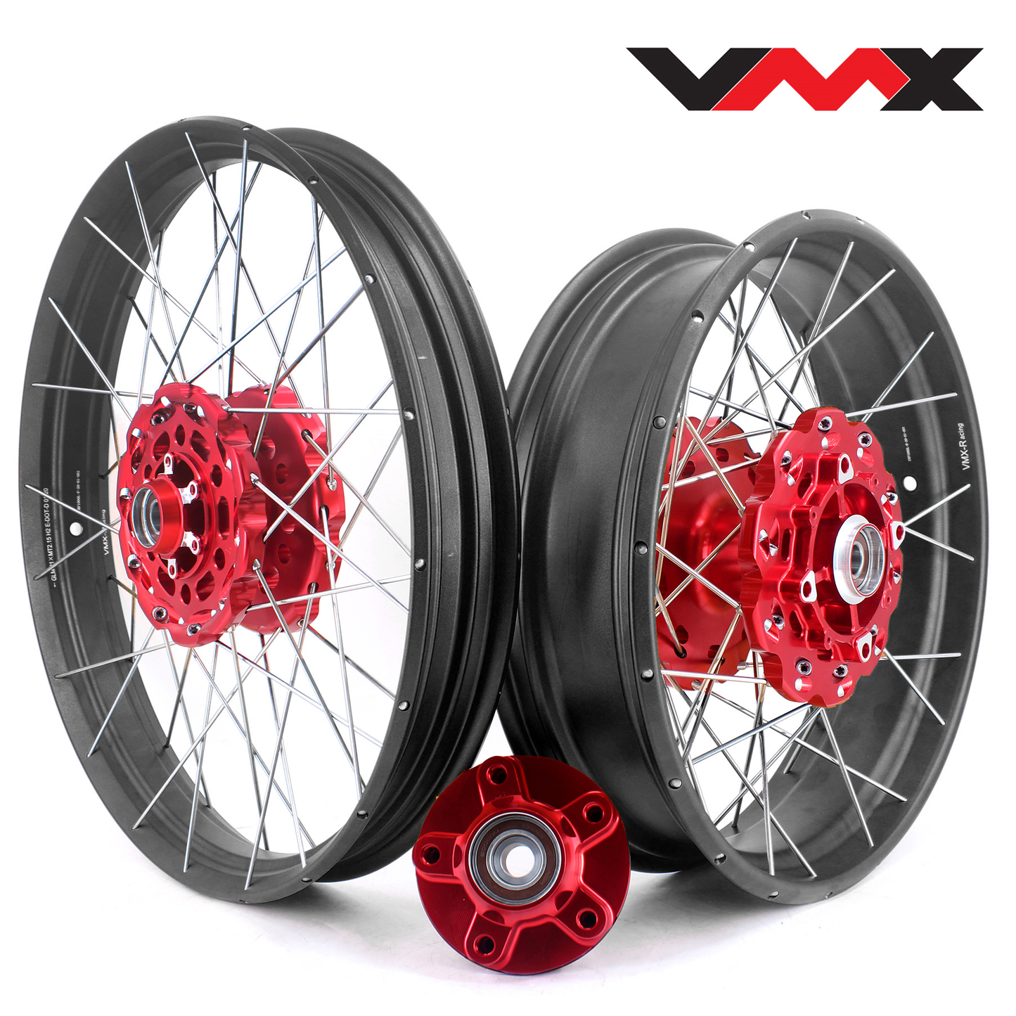 VMX Red Hub & Black Rim Tubeless Wheels Fit Honda XL750 Transalp 2023-2024 21in. & 18in.