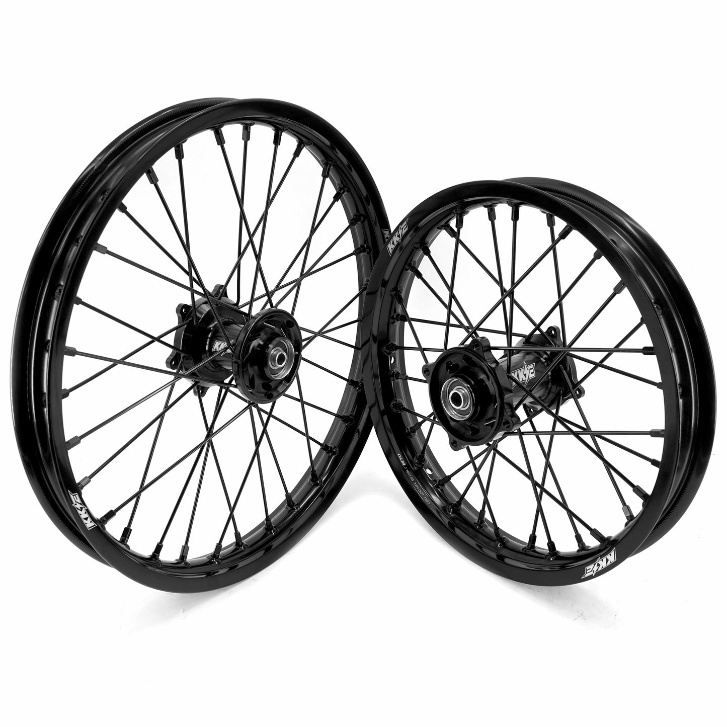 KKE 19 & 16 Spoked Kid's Wheels Rims Set for Kawasaki KX80 KX85 KX100 All Black