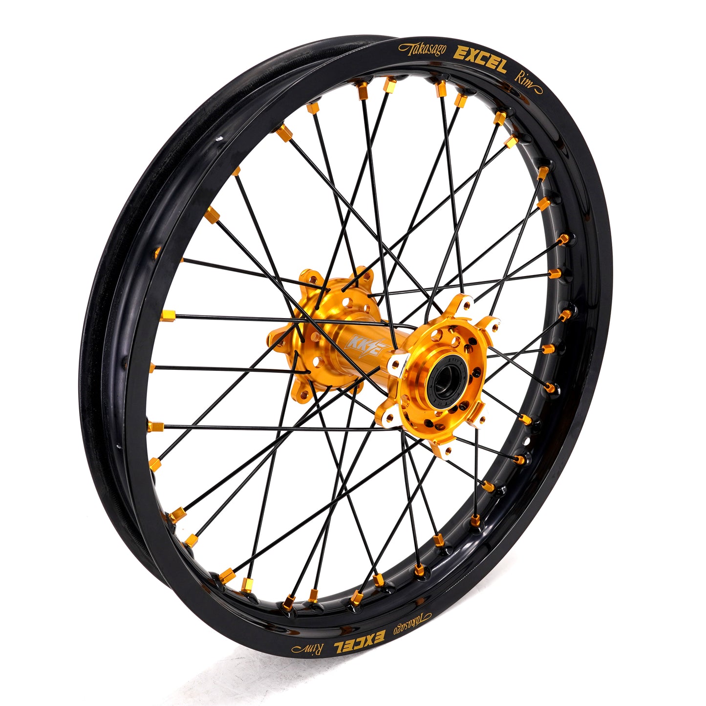 US Stock KKE 21" & 18" Electric Dirtbike Wheels Takasago EXCEL Rims Fit SurRon Ultra Bee 2023-2024 Gold Nipples