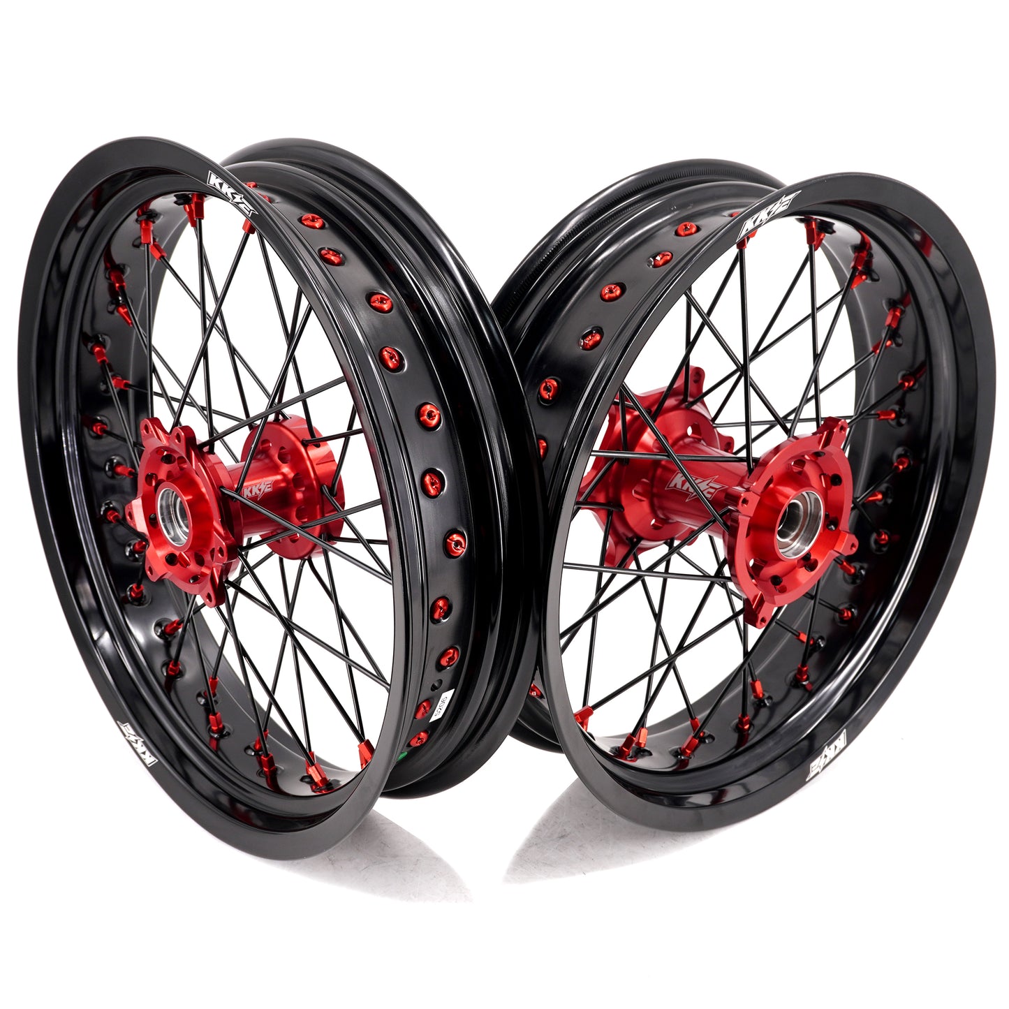 KKE Supermoto Wheels fit HONDA CRF250R 04-13 CRF450R 02-12 Black Spoke