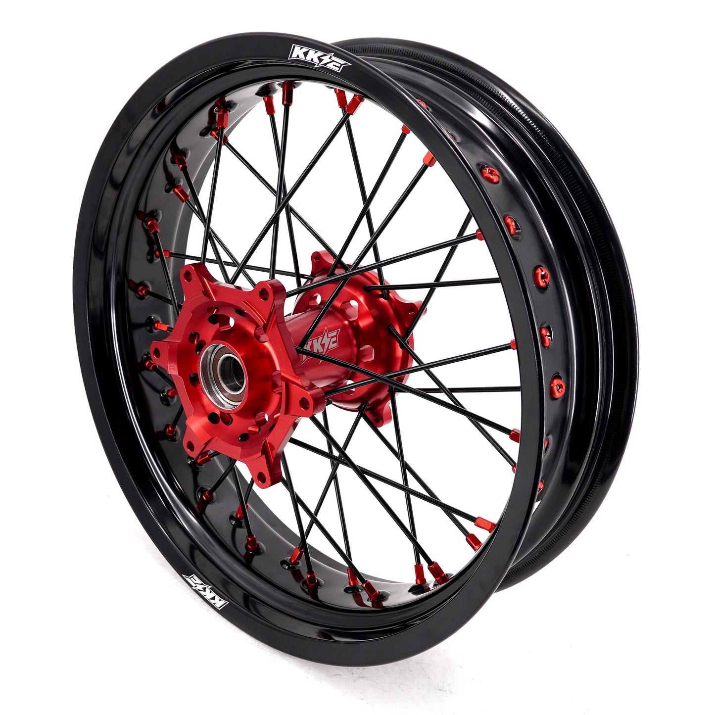 KKE Supermoto Wheels fit HONDA CRF250R 04-13 CRF450R 02-12 Black Spoke