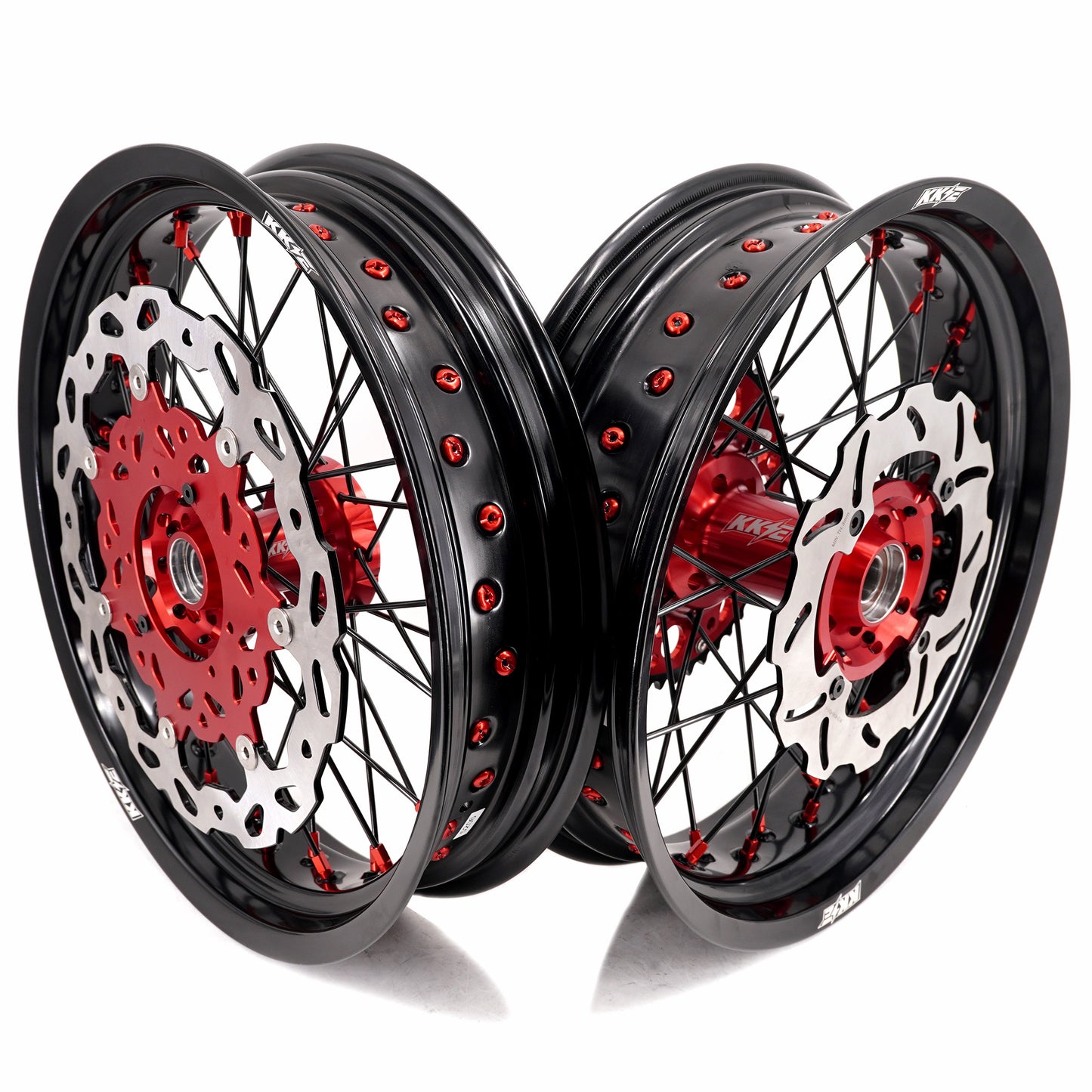 KKE 3.5 & 4.25 Supermoto Wheels for Honda XR400R XR600R Red Black