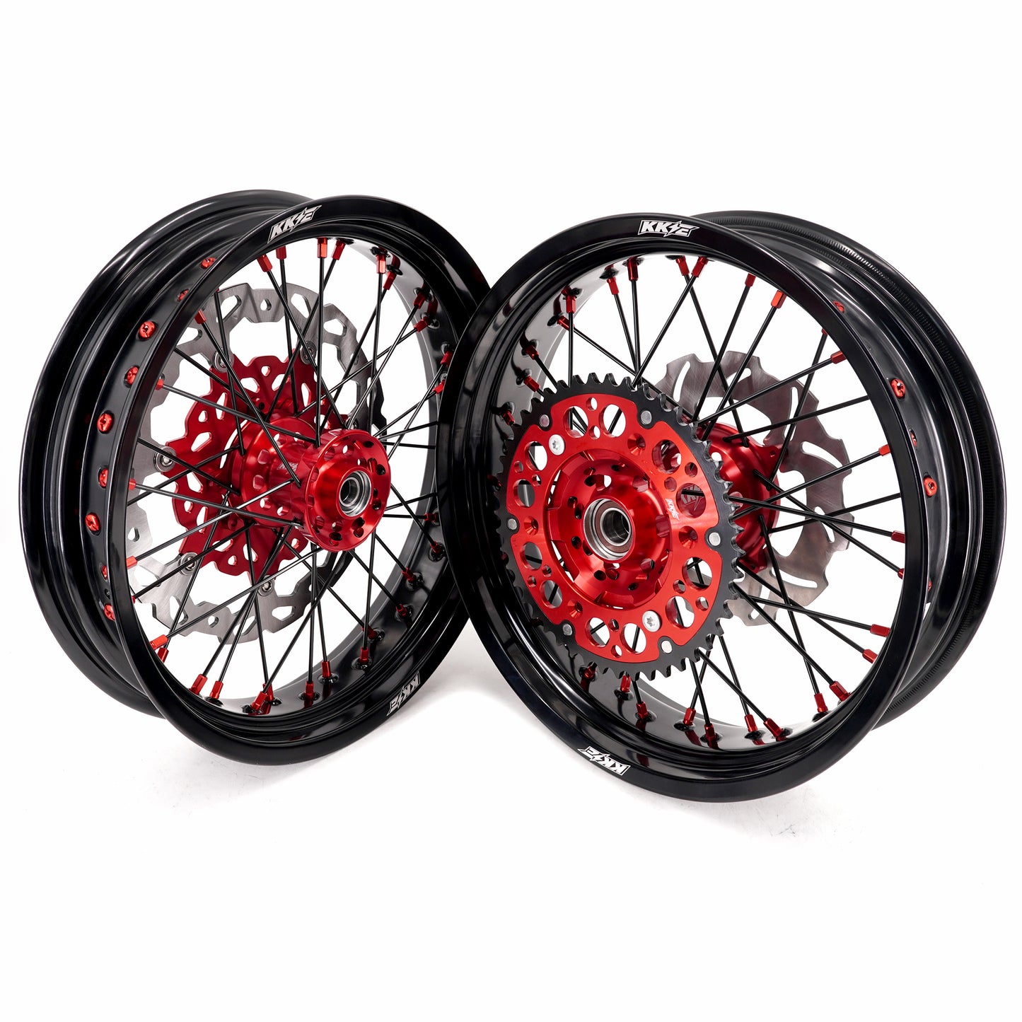 KKE 3.5 & 4.25 Supermoto Wheels for Honda XR400R XR600R Red Black