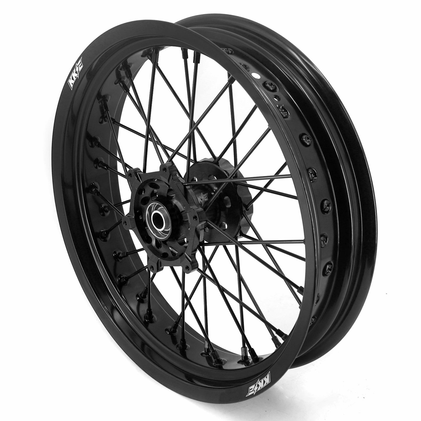 KKE 3.5/4.25 Supermoto Spked Wheels For SUZUKI DRZ400SM 2005-2024 All Black