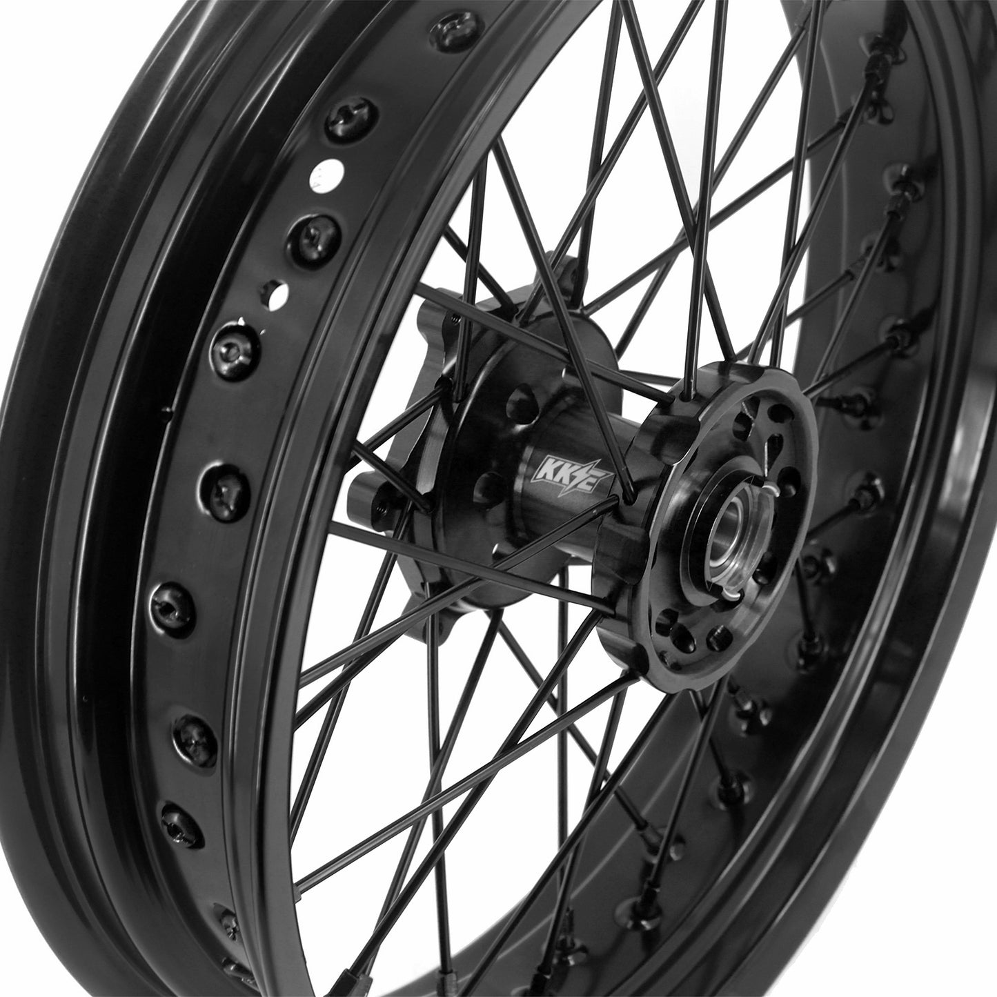 KKE 3.5/4.25 Supermoto Spked Wheels For SUZUKI DRZ400SM 2005-2024 All Black