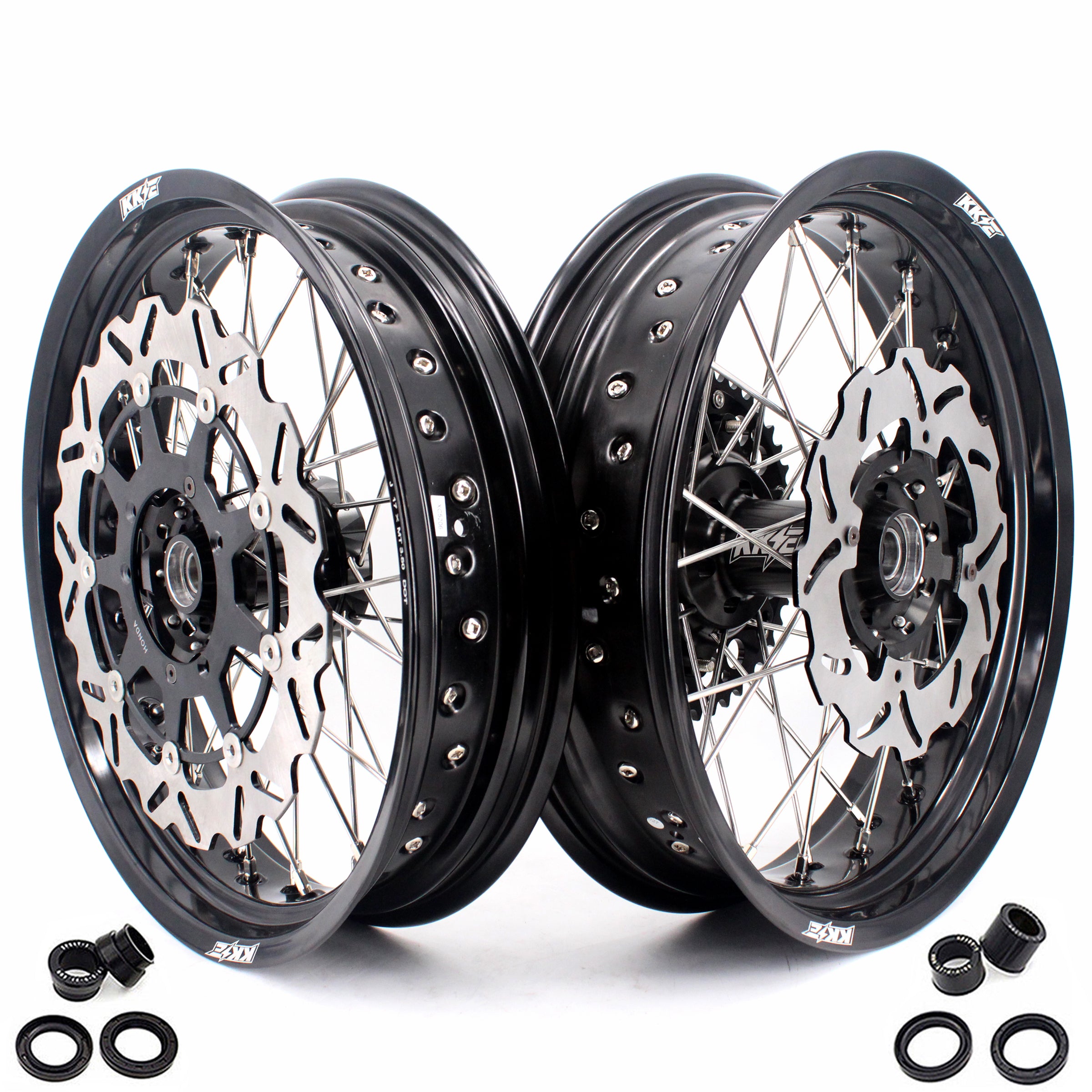 KKE 17 inch Supermoto Wheels Rims for HONDA XR650L 1993-2021Black