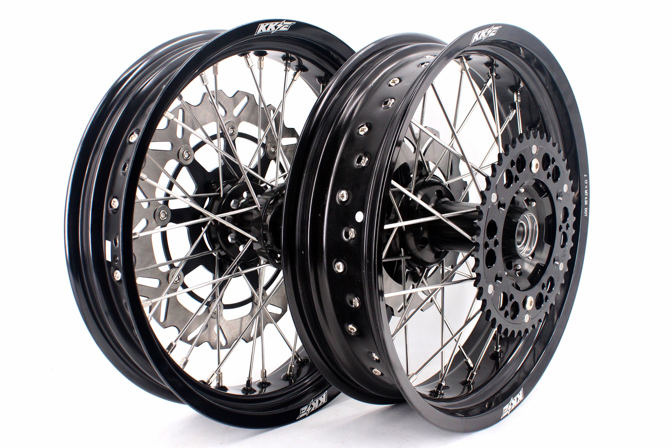 KKE 17 inch Supermoto Wheels Rims for HONDA XR650L 1993-2024 Black Hub ...