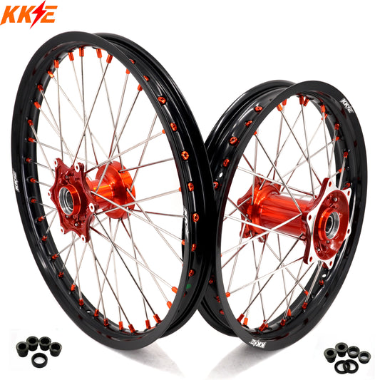 KKE 21" 18" Cast Enduro Wheels For KTM EXC EXC-F EXC-E 2003-2024 Orange Nipples