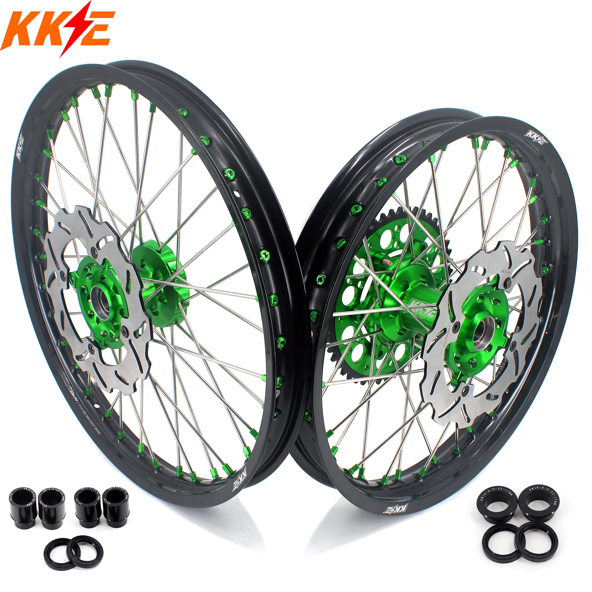 KKE 21in. 19in. Wheels For KAWASAKI KX125 KX250 1993-2002 Off Road Spoke  Billet Rims