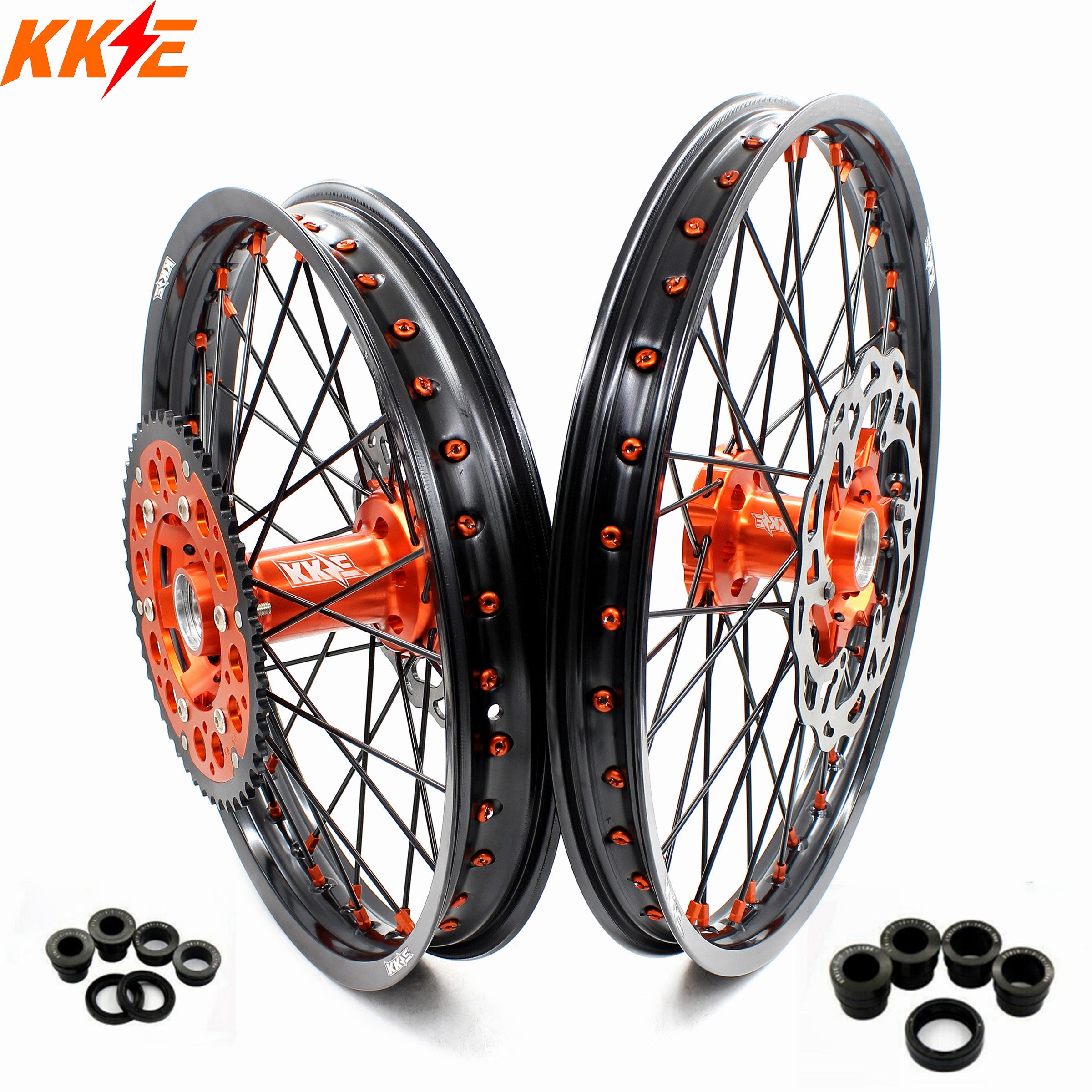 KKE 21 & 18 Wheels for KTM EXC EXC-F EXC-W 2003-2022 Orange Black