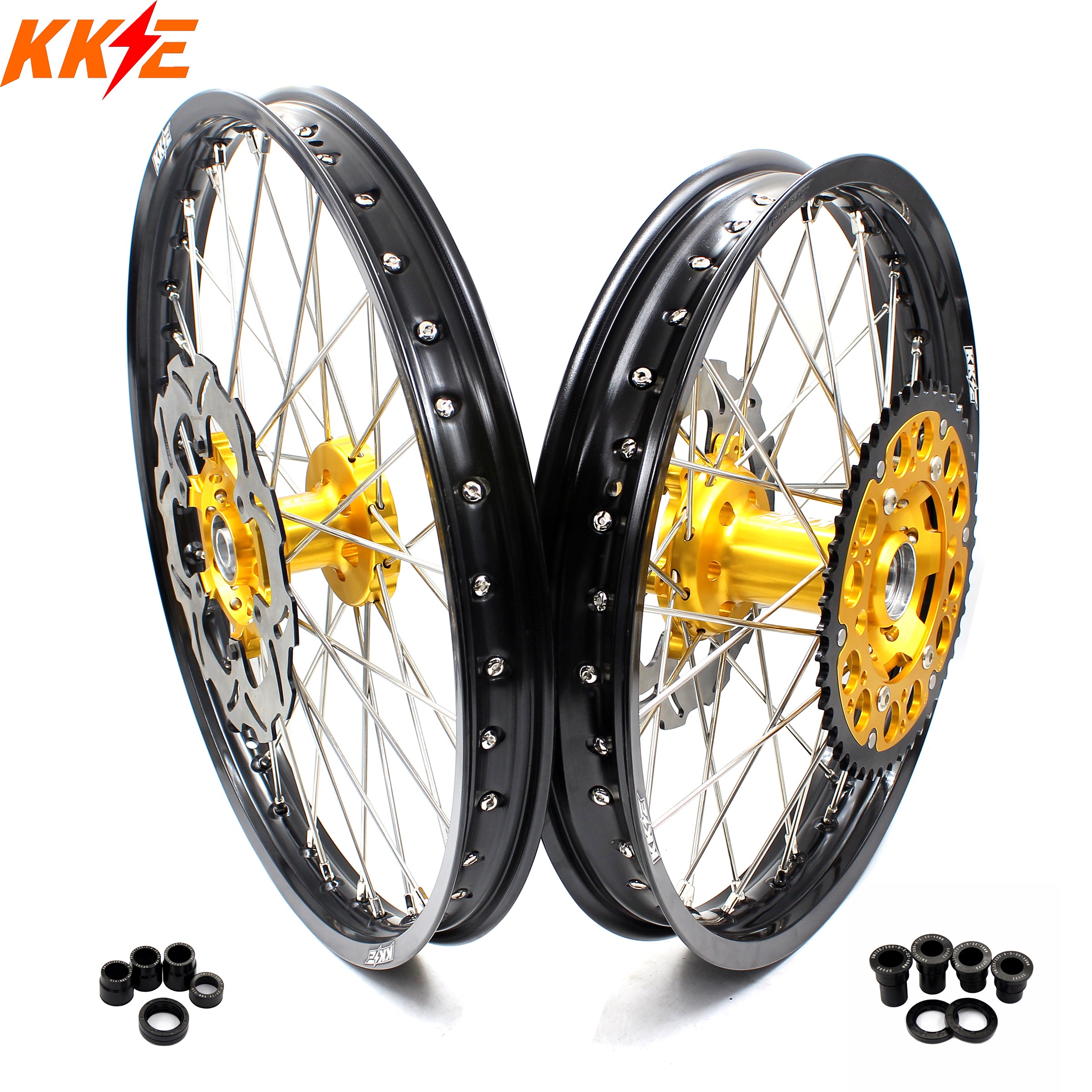 KKE 21 & 19 Wheels for Suzuki RMZ250 2007 RMZ450 2005-2024 Gold&Black