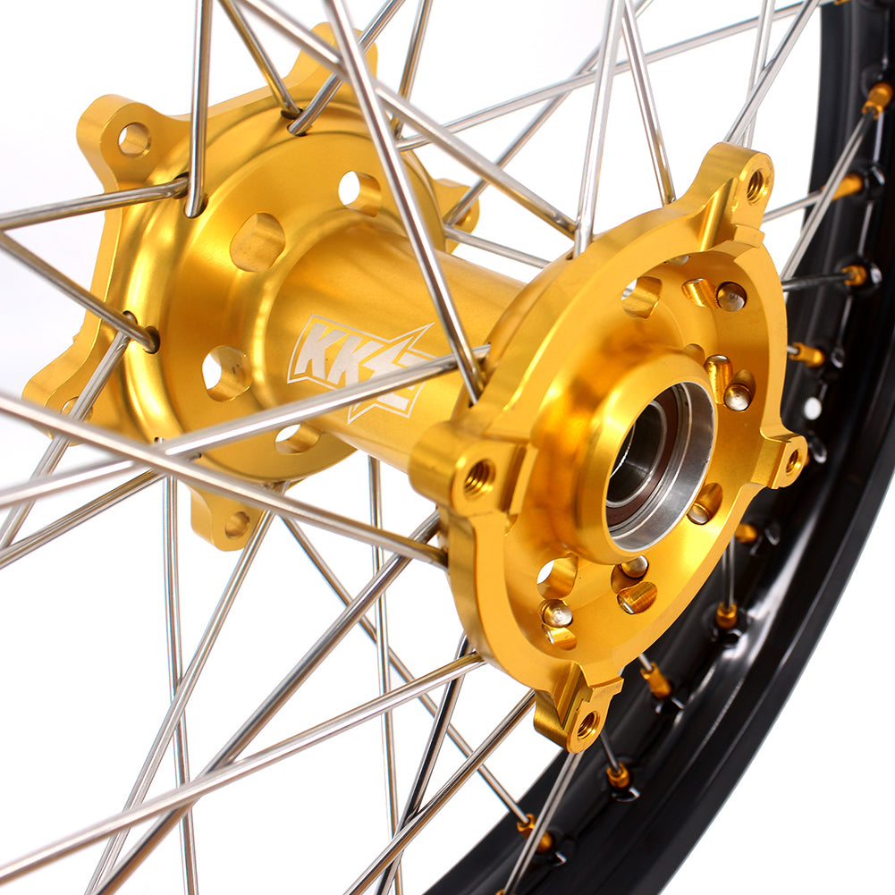 KKE 21 & 18 Enduro Rims for Suzuki RMZ250 2007-2022 RMZ450 2005 Gold Nipple