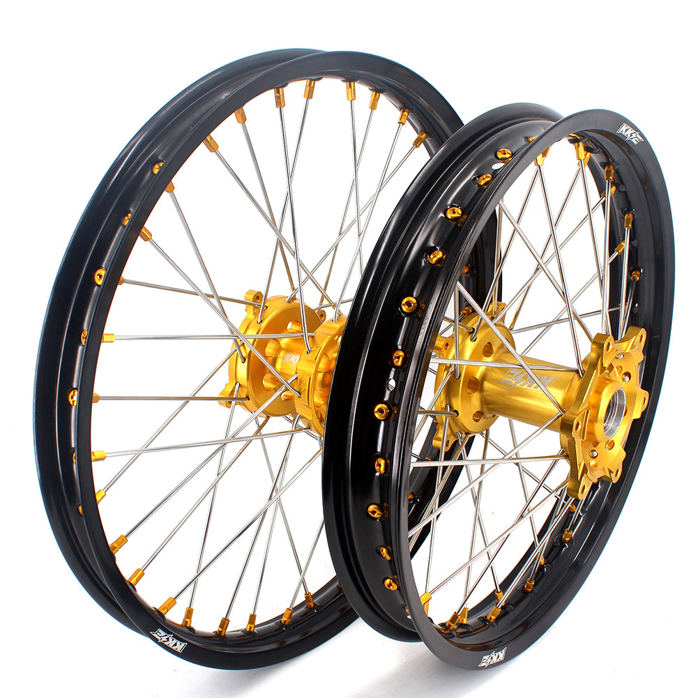 KKE 21 & 18 Enduro Rims for Suzuki RMZ250 2007-2022 RMZ450 2005 Gold Nipple