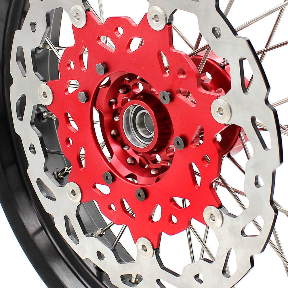 KKE 17 inch Supermoto Wheels Rims for HONDA XR650L 1993-2021 Red Hub Discs