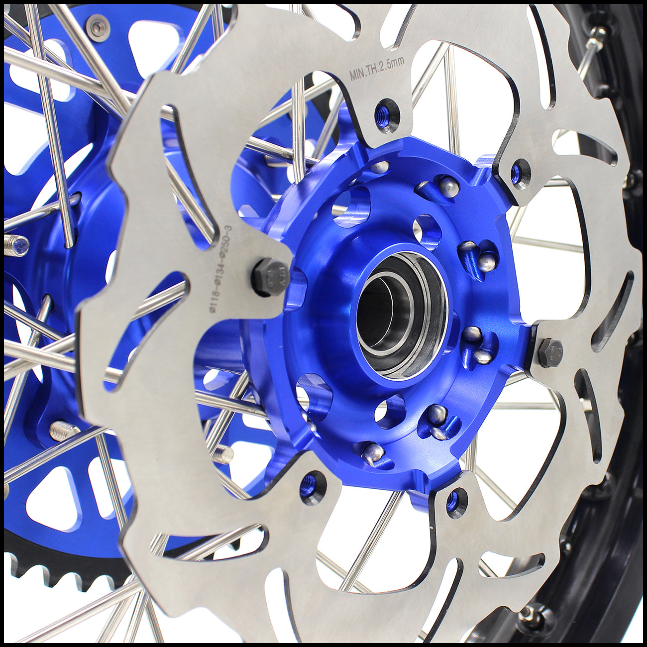 KKE 21"&19" Mx Dirtibke Wheels Rim For YAMAHA YZ125 YZ250 1999-2016 YZ250F YZ450F 2003-2015 Blue&Black With Disc