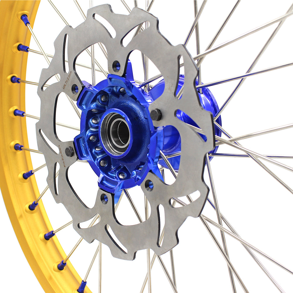 KKE 21"&19" Mx Dirtbike Casting Wheels For YAMAHA YZ125 YZ250 1999-2016 YZ250F YZ450F 2003-2015 Gold Rim With Disc