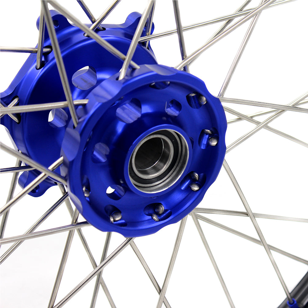 KKE 21"&19" Mx Dirtibke Wheels For YAMAHA YZ125 YZ250 YZ250F YZ450F WR450F Blue Nipples