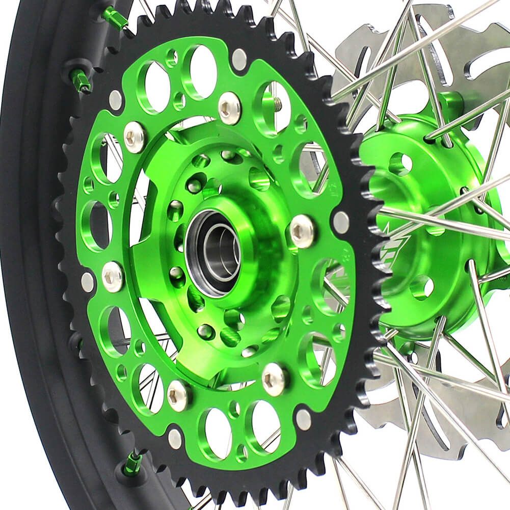 KKE 21 & 19 MX Wheels for Kawasaki KX250F 2019 and 2021 Green