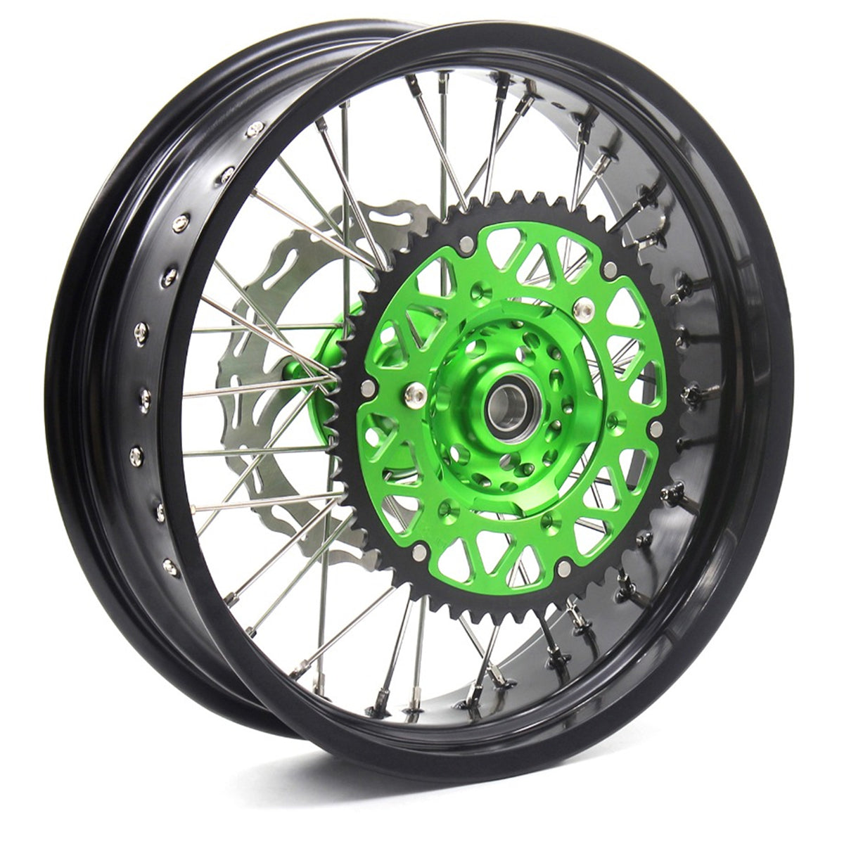 KKE 3.5/4.25*17inch For KAWASAKI KX250F KX450F 2006-2018 Supermoto Rims  With Disc&Sprocket Green