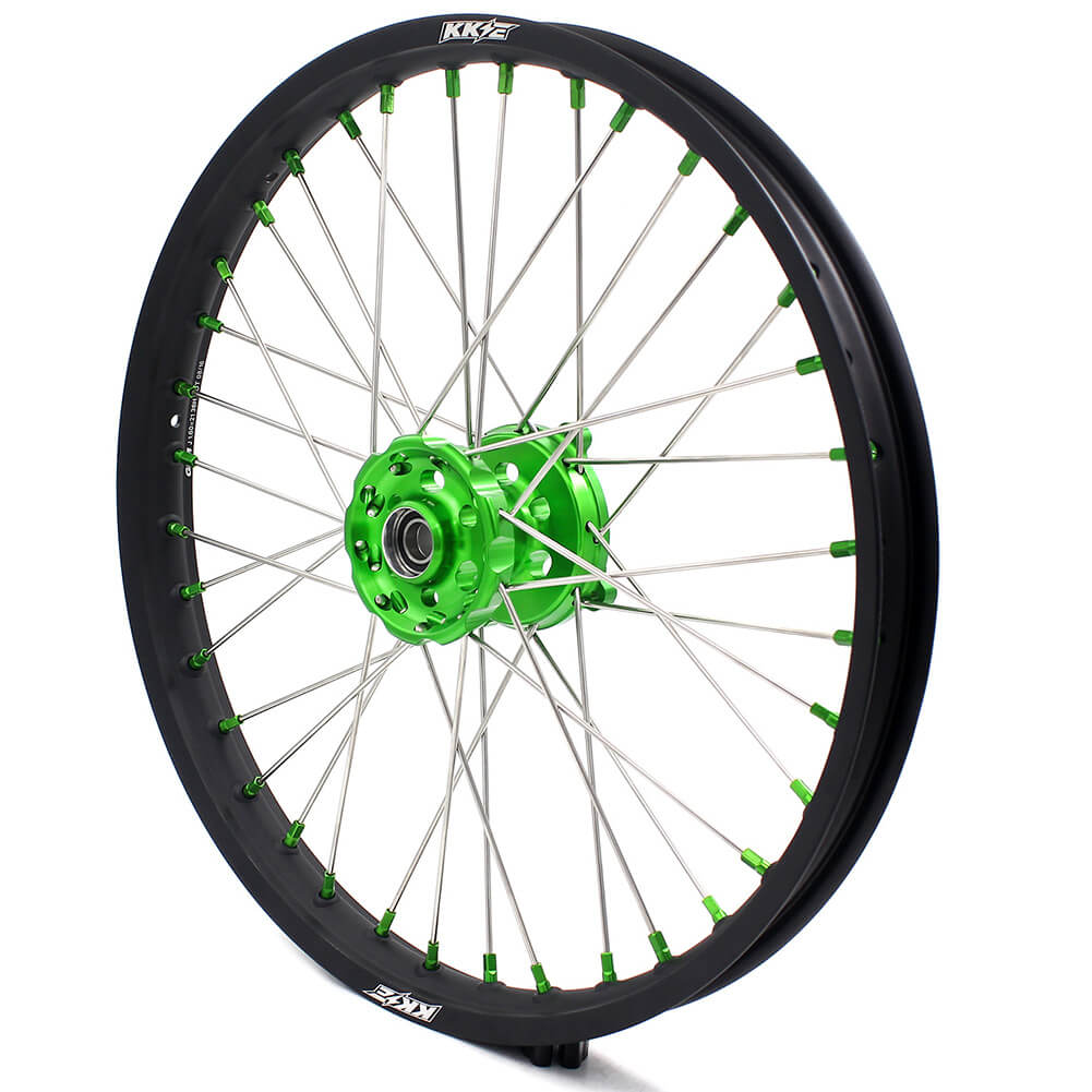 KKE 21 & 19 MX Wheels for Kawasaki KX125 KX250 KX250F KX450F Green Nipple