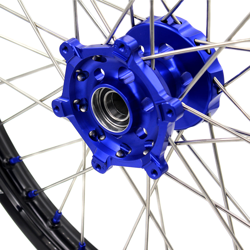 KKE 21"&19" Mx Dirtibke Wheels For YAMAHA YZ125 YZ250 YZ250F YZ450F WR450F Blue Nipples