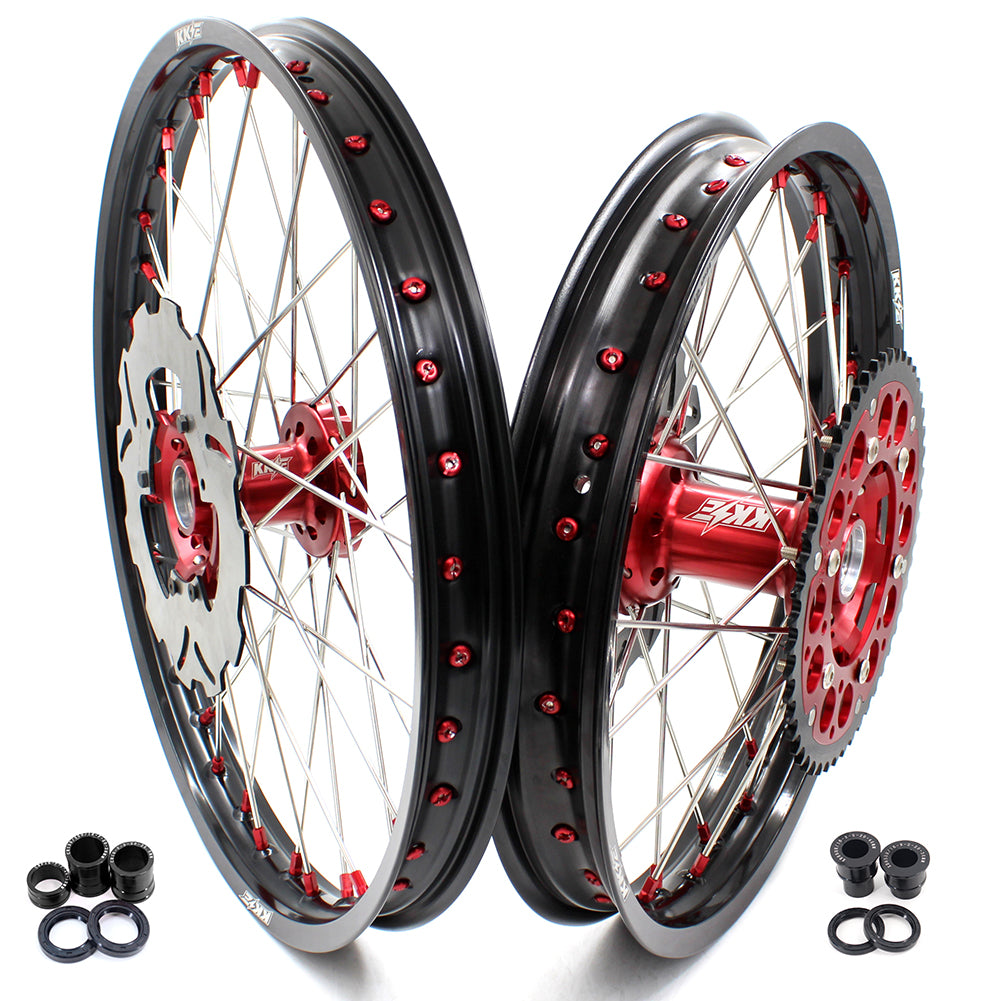 KKE 21&18 21&19 Wheels for HONDA CR125R 1995-1997 CR250R 1995-1996 Red  Nipples