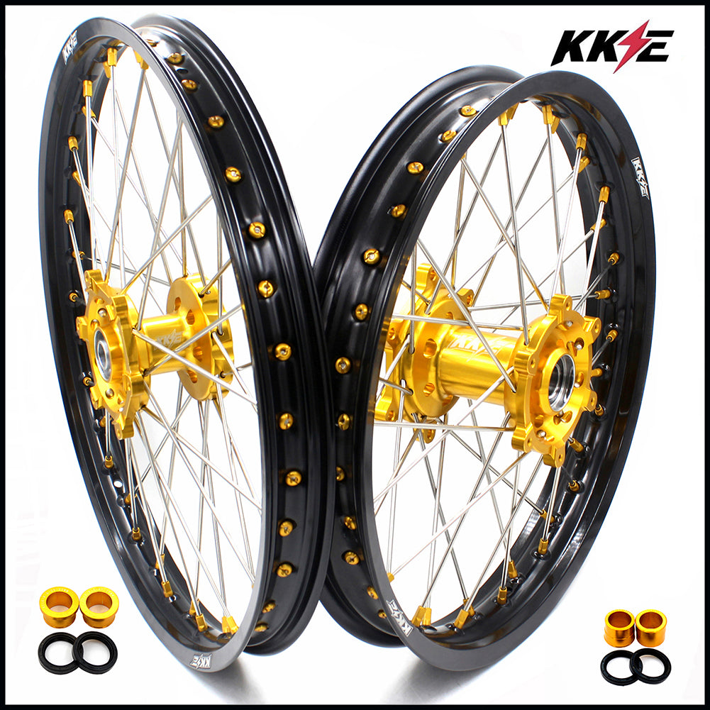 KKE 21 & 18 Enduro Rims for Suzuki RMZ250 2007-2022 RMZ450 2005 Gold Nipple