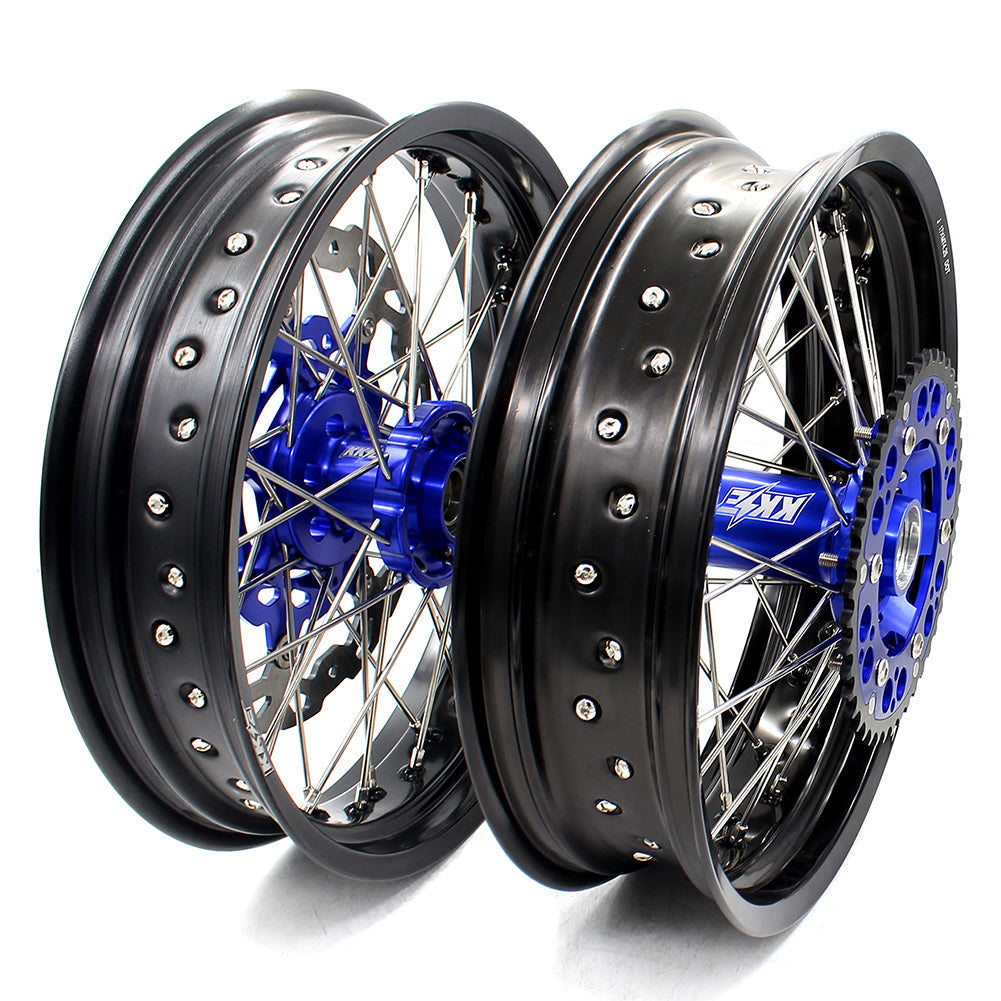 KKE 3.5 & 5.0 Supermoto Wheels for SX SX-F EXC EXC-F EXC-W XC XC-F XCW 125-530 2003-2021 Blue