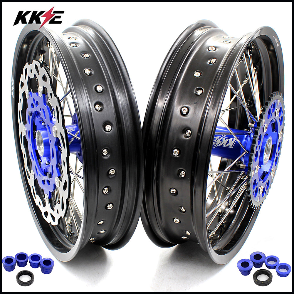 KKE 3.5 & 5.0 Supermoto Wheels for SX SX-F EXC EXC-F EXC-W XC XC-F XCW 125-530 2003-2021 Blue