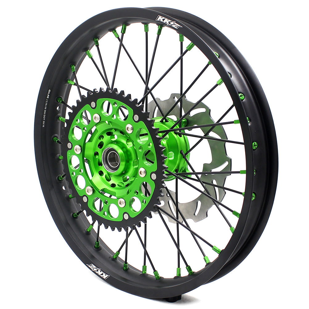 KKE 21/19 MX Spoked Wheels Rims For KAWASAKI KX125 KX250 2003 2004 2005  Black Spokes