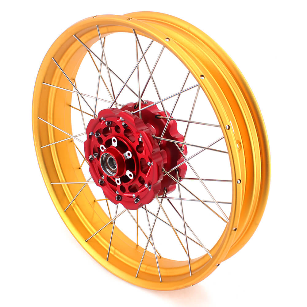 VMX-Racing 21/18 Tubeless Rims Fit Honda Africa Twin CRF1000L 2016-2020 Red Hub & Gold Rim